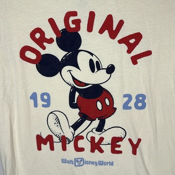 Disney Parks Mickey Mouse T-shirt.  Crew Neck 80’s Retro Vintage Style. Size Sm. - Picture 2 of 6